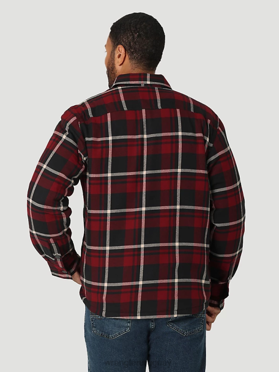 cabernet Wrangler hombres Chaqueta camisera gruesa con forro de sherpa a cuadros ropa F8J4V387