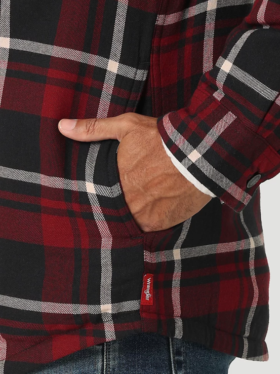 cabernet Wrangler hombres Chaqueta camisera gruesa con forro de sherpa a cuadros ropa F8J4V387