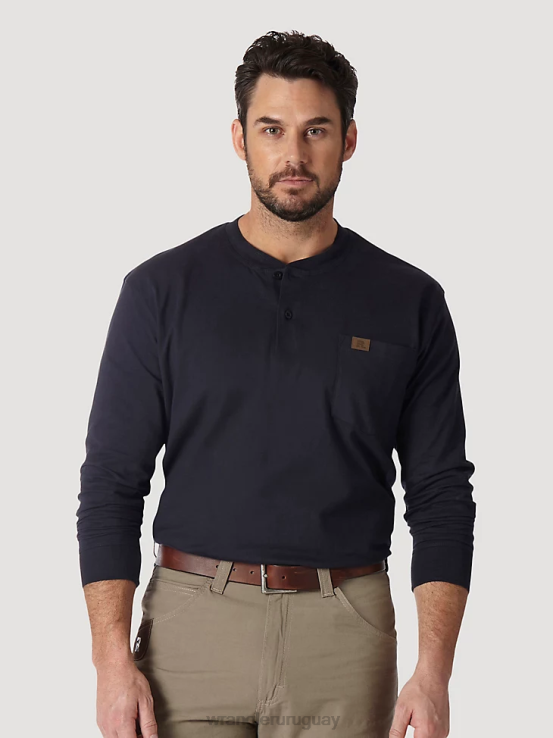 Armada Wrangler hombres Ropa de trabajo Riggs manga larga Henley sólida ropa F8J4V287