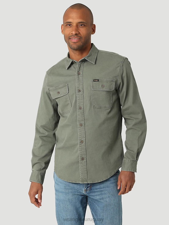 abeto Wrangler hombres camisa Epic de sarga elástica suave ropa F8J4V331