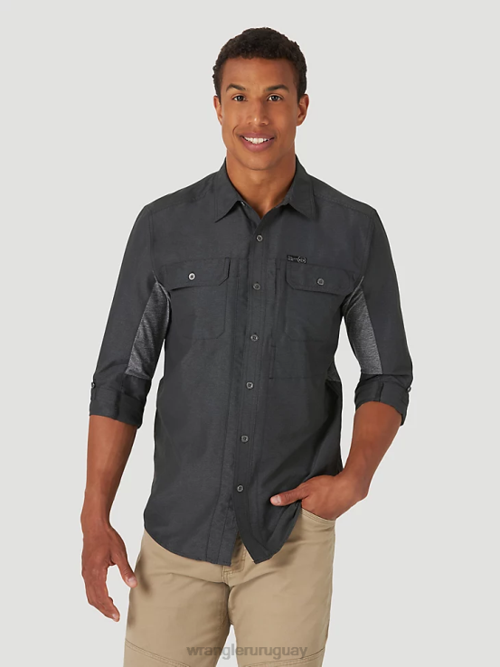 negro Wrangler hombres camisa atg mezcla de materiales ropa F8J4V379