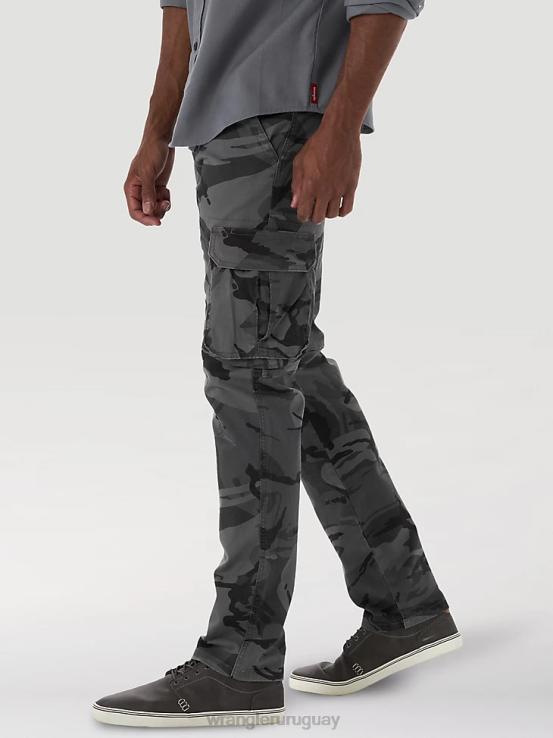 camuflaje antracita Wrangler hombres pantalón cargo cónico flexible ropa F8J4V227