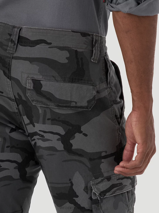 camuflaje antracita Wrangler hombres pantalón cargo cónico flexible ropa F8J4V227