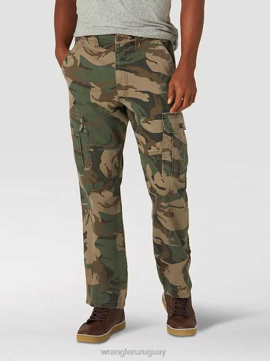 camuflaje marrón verde Wrangler hombres pantalón cargo flexible de ajuste relajado premium de cinco estrellas ropa F8J4V220