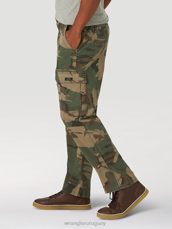 camuflaje marrón verde Wrangler hombres pantalón cargo flexible de ajuste relajado premium de cinco estrellas ropa F8J4V220