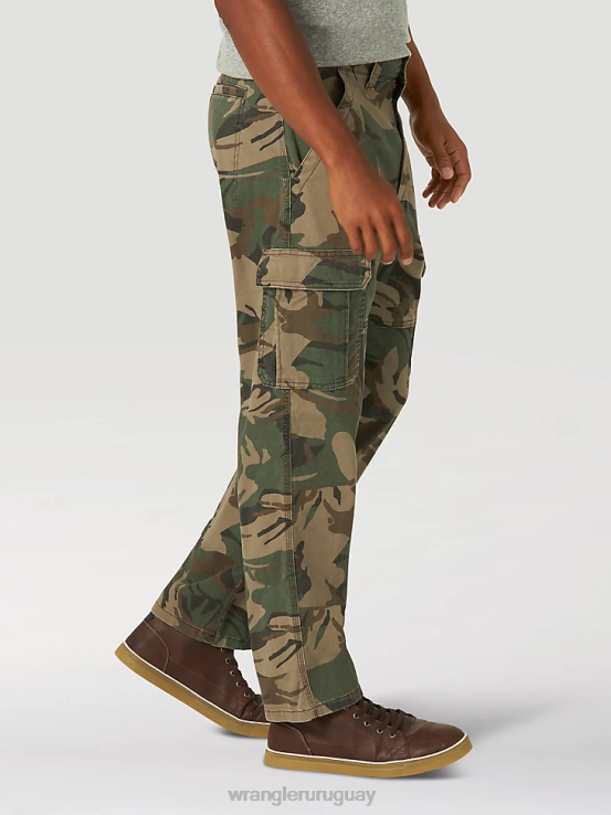 camuflaje marrón verde Wrangler hombres pantalón cargo flexible de ajuste relajado premium de cinco estrellas ropa F8J4V220