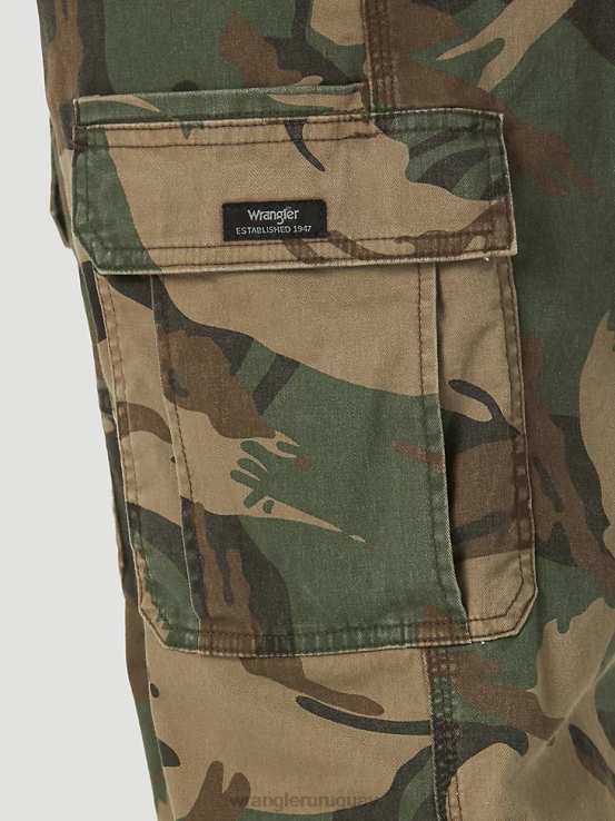 camuflaje marrón verde Wrangler hombres pantalón cargo flexible de ajuste relajado premium de cinco estrellas ropa F8J4V220