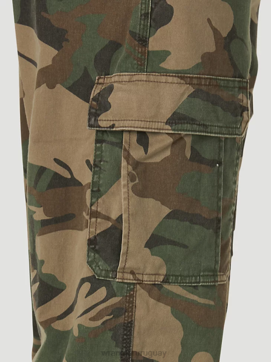 camuflaje marrón verde Wrangler hombres pantalón cargo flexible de ajuste relajado premium de cinco estrellas ropa F8J4V220