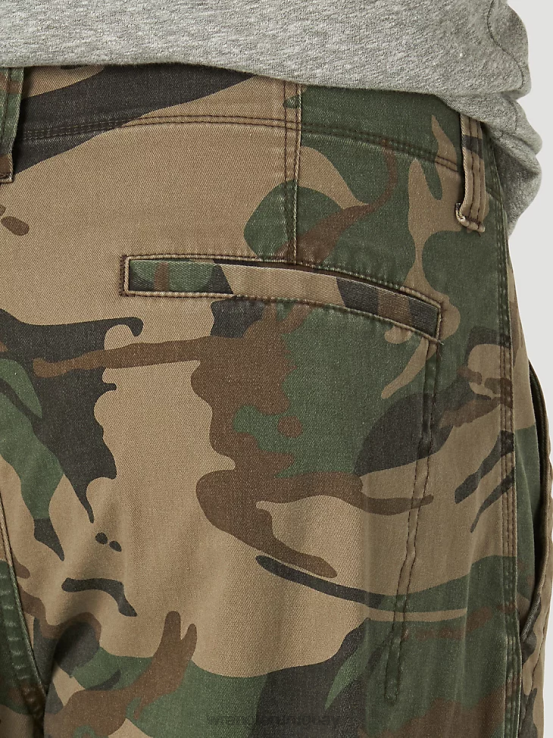 camuflaje marrón verde Wrangler hombres pantalón cargo flexible de ajuste relajado premium de cinco estrellas ropa F8J4V220