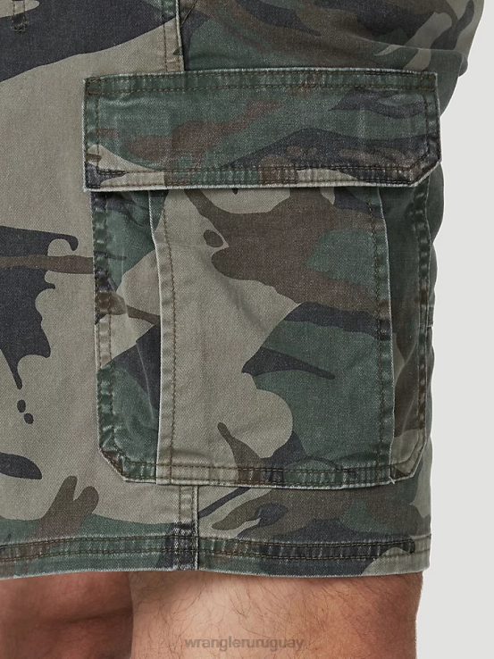 camuflaje verde Wrangler hombres pantalones cortos cargo elásticos auténticos ropa F8J4V561