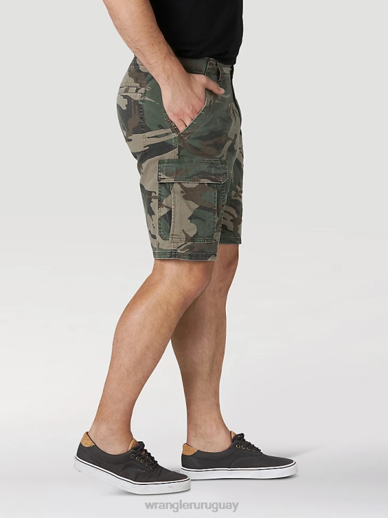 camuflaje verde Wrangler hombres pantalones cortos cargo elásticos auténticos ropa F8J4V561