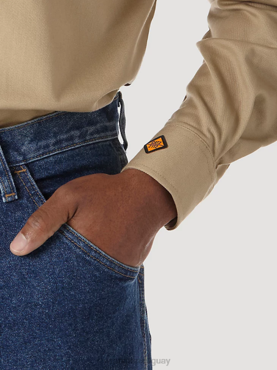 caqui Wrangler hombres Camisa de trabajo resistente al fuego riggs workwear fr ropa F8J4V405