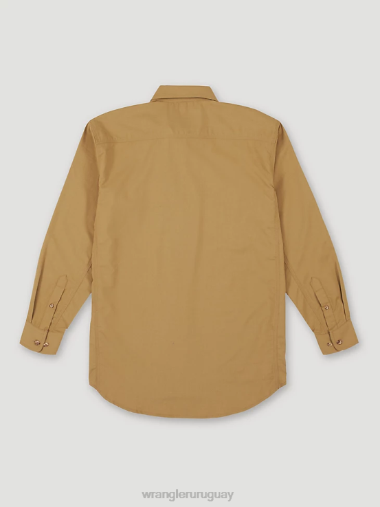 caqui Wrangler hombres Camisa de trabajo sólida de sarga resistente al fuego riggs workwear fr ropa F8J4V403