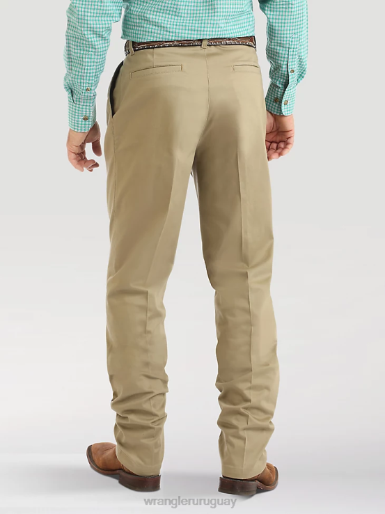 caqui Wrangler hombres pantalones casuales con frente plisado y ajuste relajado ropa F8J4V262