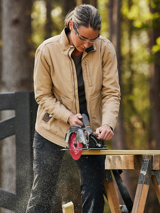 caqui dorado Wrangler mujer Chaqueta de lona con forro de sherpa Riggs Hard Layers ropa F8J4V863