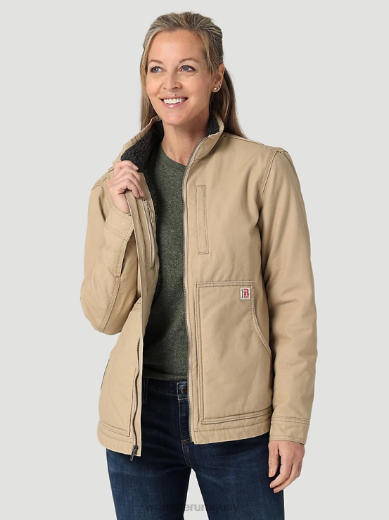 caqui dorado Wrangler mujer Chaqueta de lona con forro de sherpa Riggs Hard Layers ropa F8J4V863