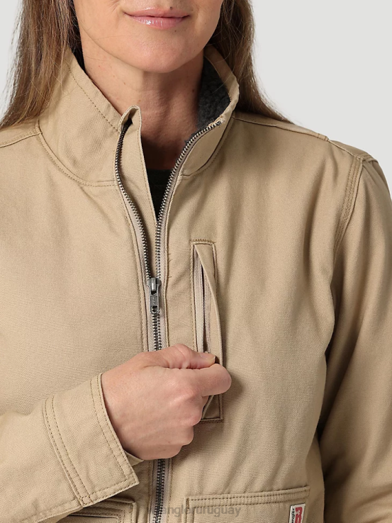 caqui dorado Wrangler mujer Chaqueta de lona con forro de sherpa Riggs Hard Layers ropa F8J4V863