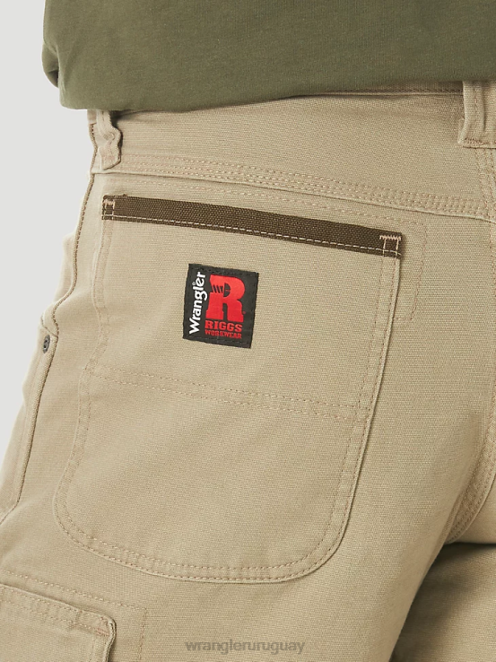 caqui oscuro Wrangler hombres Pantalón corto cargo Ranger elástico de ropa de trabajo Riggs ropa F8J4V536