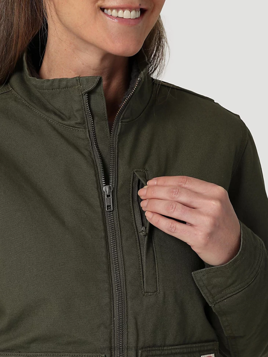 cargarse Wrangler mujer Chaqueta de lona con forro de sherpa Riggs Hard Layers ropa F8J4V864