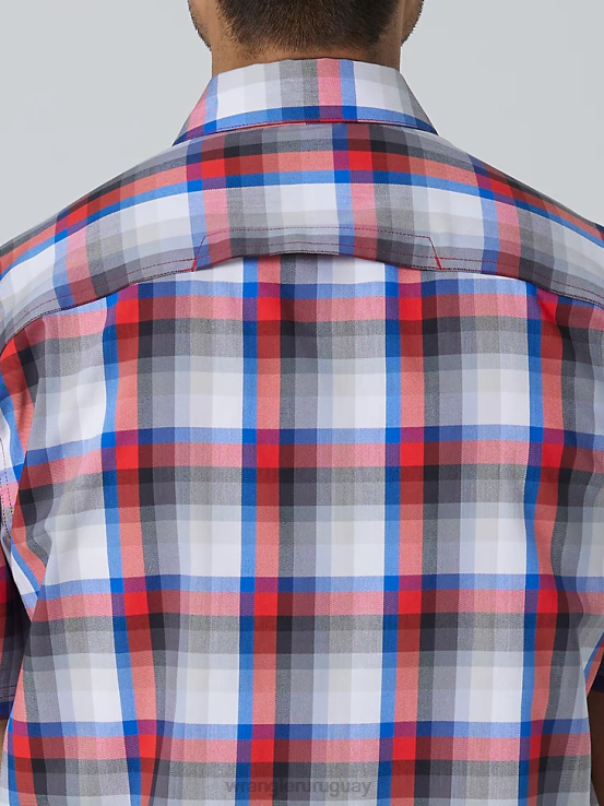 ciudad amatista Wrangler hombres camisa de campamento de manga corta a cuadros ecológica ropa F8J4V654