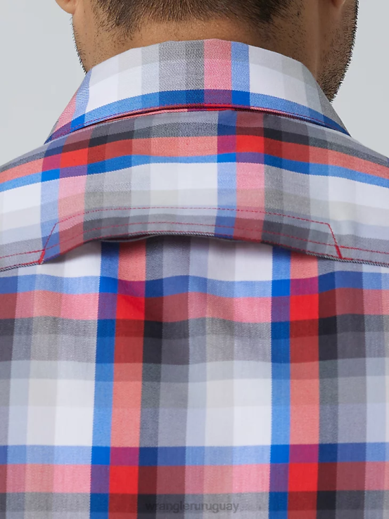 ciudad amatista Wrangler hombres camisa de campamento de manga corta a cuadros ecológica ropa F8J4V654