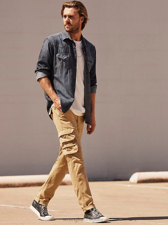 cosecha Wrangler hombres pantalón cargo cónico flexible ropa F8J4V226