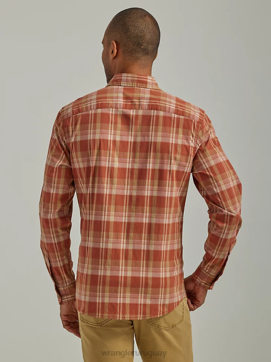 especia árabe Wrangler hombres camisa a cuadros con lavado vaquero ropa F8J4V412