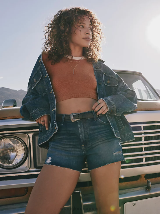 carmesí Wrangler mujer shorts vintage de tiro alto con cortes ropa F8J4V832