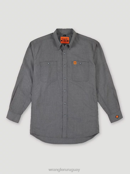gris Wrangler hombres Camisa de trabajo sólida de sarga resistente al fuego riggs workwear fr ropa F8J4V401