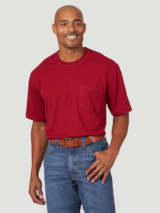 grosella roja Wrangler hombres Camiseta de rendimiento de manga corta con 1 bolsillo Riggs Workwear ropa F8J4V276