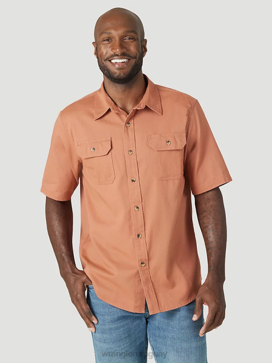 marrón cobrizo Wrangler hombres camisa épica de sarga suave y flexible ropa F8J4V362