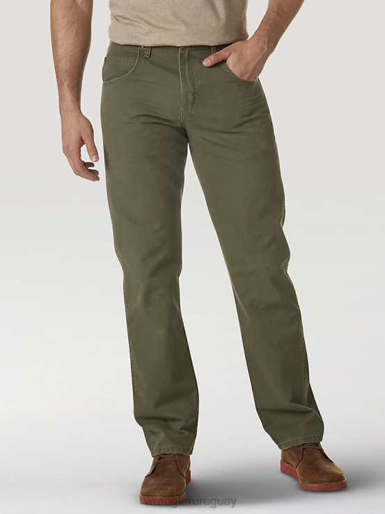 musgo Wrangler hombres pantalón de lona con pernera recta y corte regular resistente ropa F8J4V650