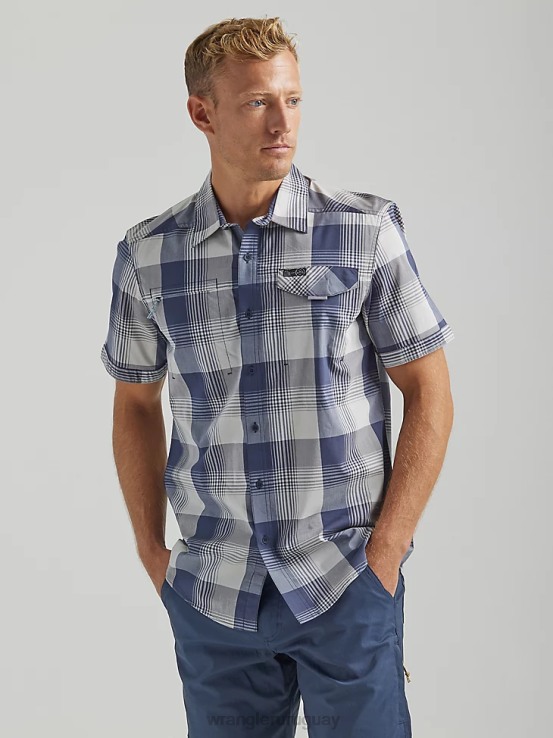 neblina Wrangler hombres atg camisa asimétrica a cuadros con bolsillo con cremallera ropa F8J4V321