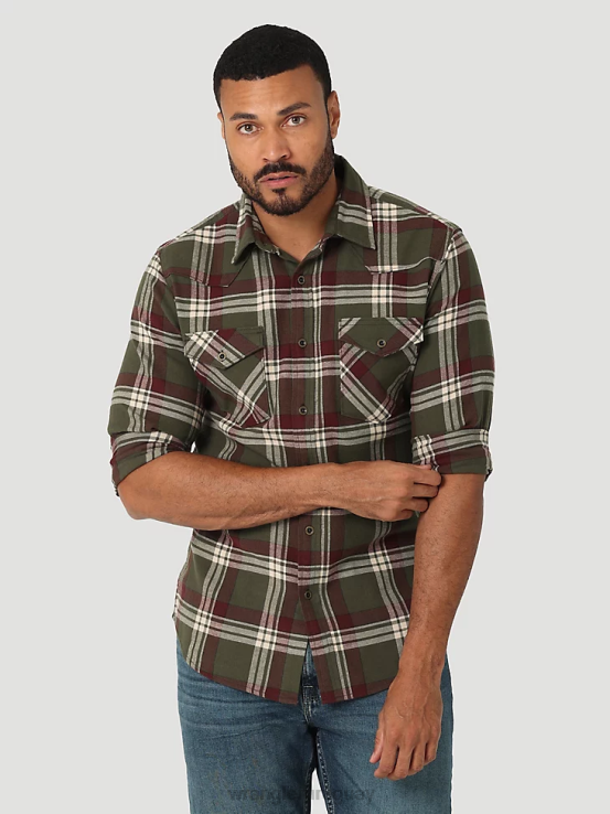 noche del bosque Wrangler hombres camisa de franela con nube que se puede estirar libremente ropa F8J4V385