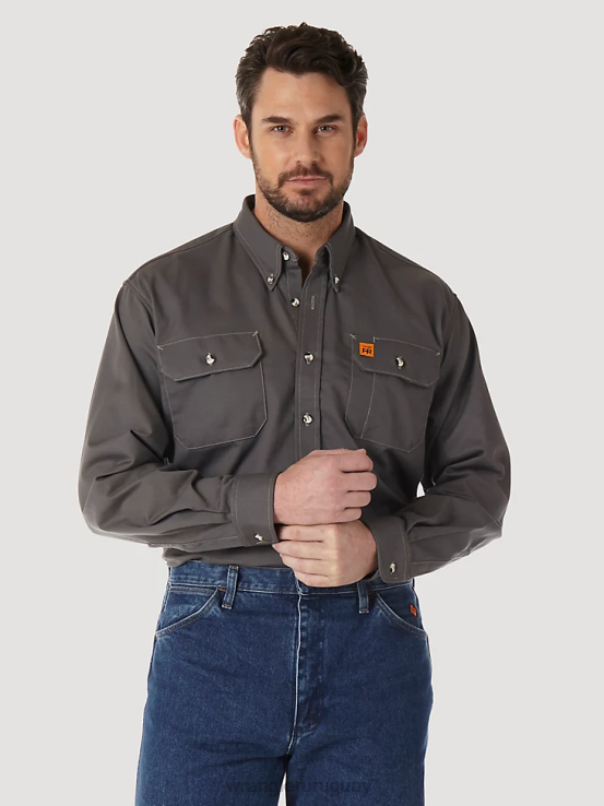 pizarra gris Wrangler hombres Camisa de trabajo resistente al fuego riggs workwear fr ropa F8J4V404