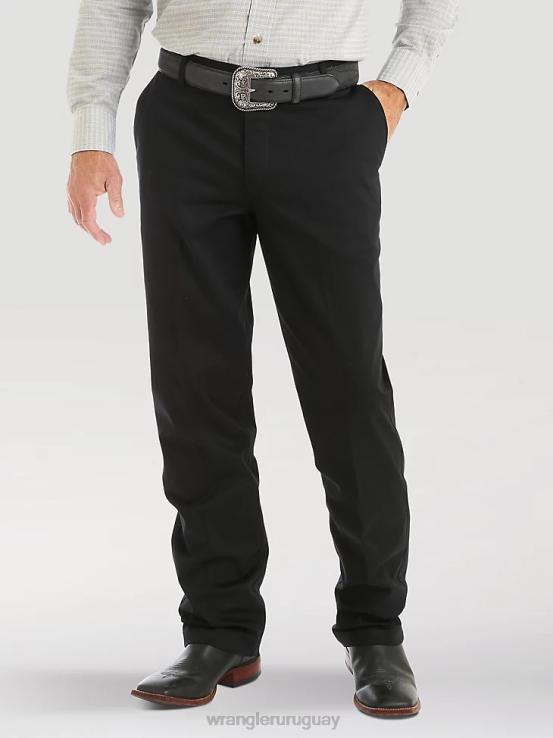 negro Wrangler hombres pantalones casuales con frente plano y ajuste relajado ropa F8J4V260