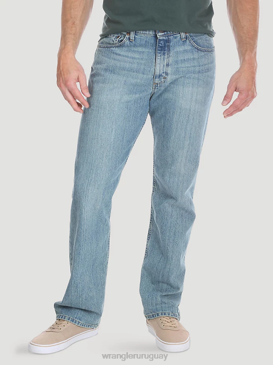 azul tiza Wrangler hombres Vaqueros auténticos de ajuste regular y cintura cómoda ropa F8J4V206