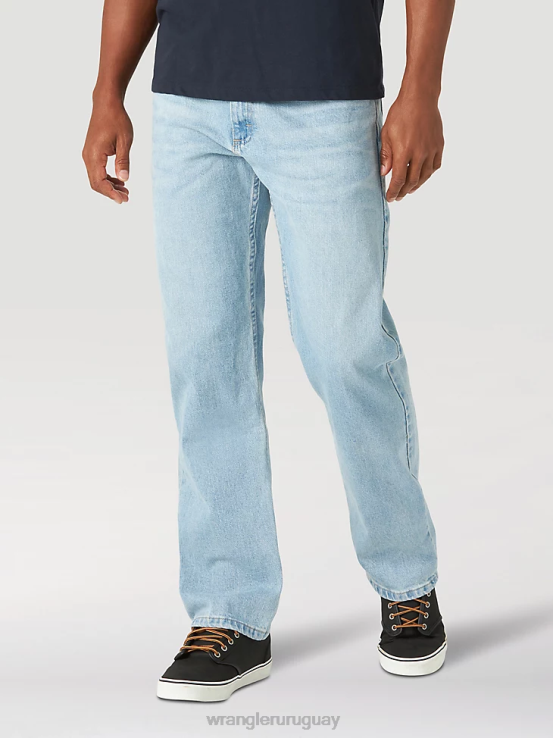 azul vintage Wrangler hombres mezclilla premium de cinco estrellas flexible para mayor comodidad jean de ajuste relajado ropa F8J4V79