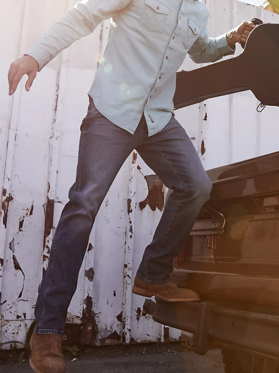 cleburn Wrangler hombres jeans retro ajustados con pernera recta ropa F8J4V29