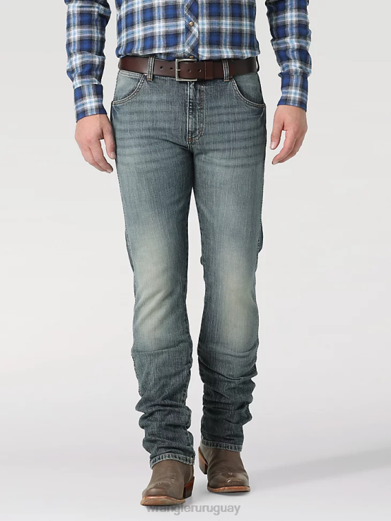 estiramiento del caballero oscuro Wrangler hombres jeans retro ajustados con pernera recta ropa F8J4V36