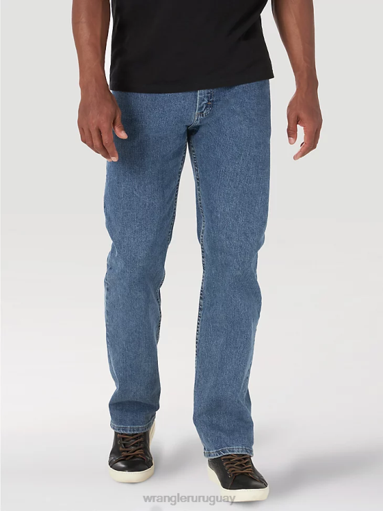 lavado a la piedra claro Wrangler hombres Vaqueros auténticos de ajuste regular y cintura cómoda ropa F8J4V203