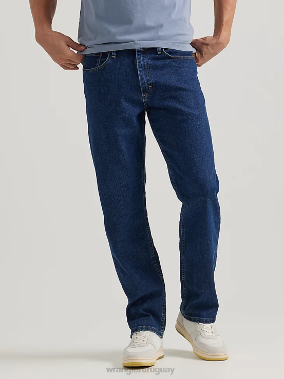 lavado a la piedra oscuro Wrangler hombres Authentics jeans cómodos y flexibles de ajuste relajado ropa F8J4V198