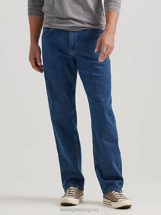 lavado a la piedra oscuro Wrangler hombres Authentics jeans flexibles de ajuste relajado ropa F8J4V102