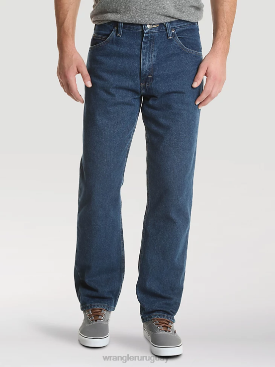 lavado a la piedra oscuro Wrangler hombres Vaqueros Authentics de corte relajado de algodón ropa F8J4V113
