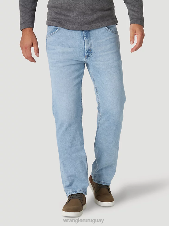 índigo blanqueado Wrangler hombres Vaqueros de corte regular con flexión de mezclilla premium de cinco estrellas para mayor comodidad ropa F8J4V137
