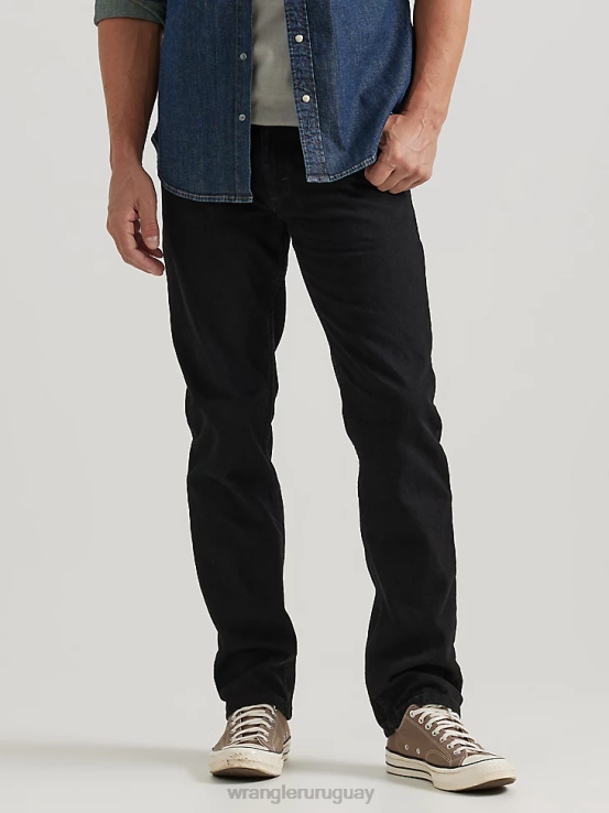 negro de carbón Wrangler hombres jeans de corte regular de denim premium de cinco estrellas ropa F8J4V92