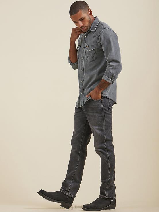 negro rasgado Wrangler hombres vaqueros rectos greensboro ropa F8J4V65
