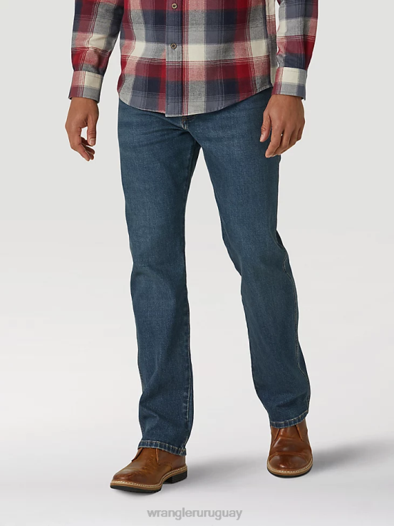 potro cerril Wrangler hombres Vaqueros ajustados y rectos con diseño flexible para cualquier clima ropa F8J4V178