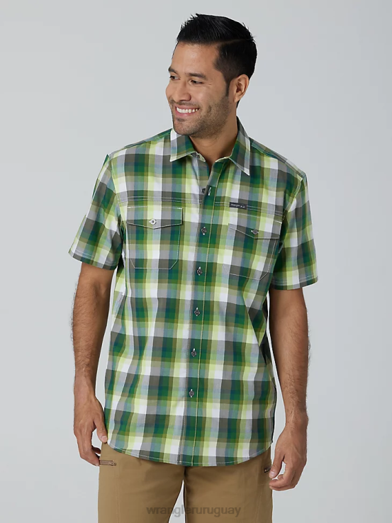 bosque de amatista Wrangler hombres camisa de campamento de manga corta a cuadros ecológica ropa F8J4V399