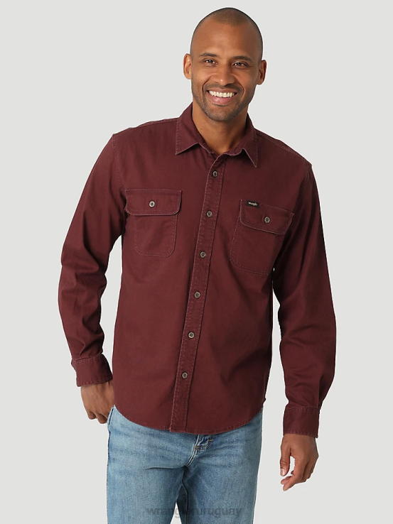chocolate decadente Wrangler hombres camisa Epic de sarga elástica suave ropa F8J4V329